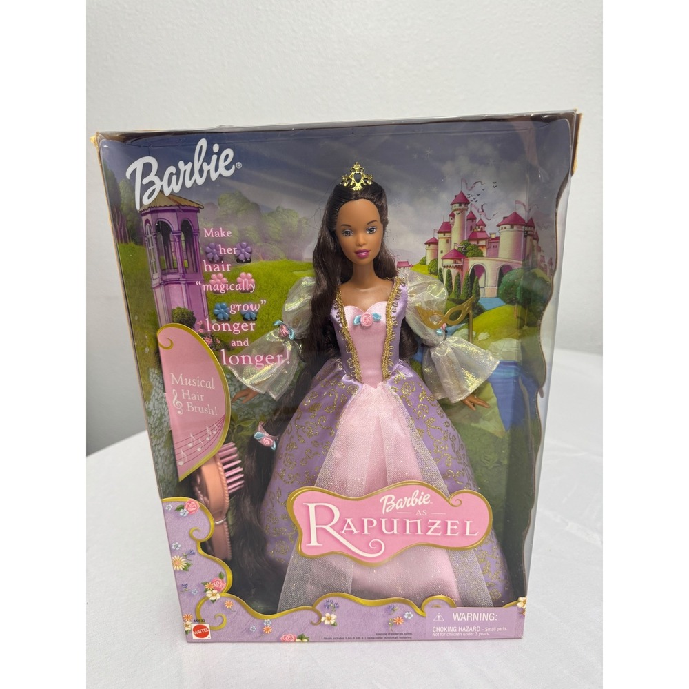 Barbie as Rapunzel Doll African American Brunette Musical Hair 2002 Mattel 55533